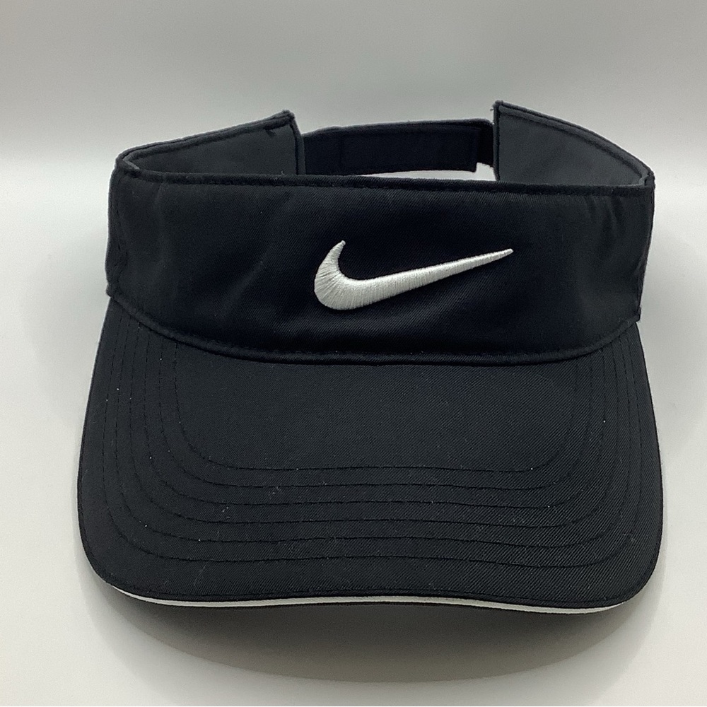 NIKE GOLF VR ONE Men’s Visor 3 Sided Logo Hat Black Swoosh Adjustable Cap